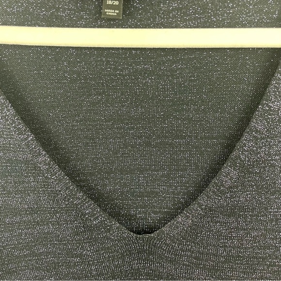 Lane Bryant Midi Sweater Dress Purple Metallic Shimmer Tie V-Neck 18/20 - Picture 7 of 16